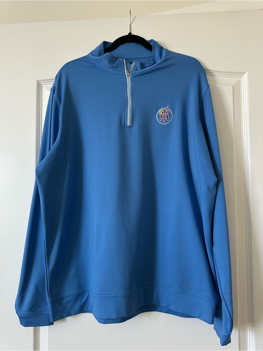 Peter Millar / Barstool Sky Blue Pullover Sweatshirt with Branded Neck Tag